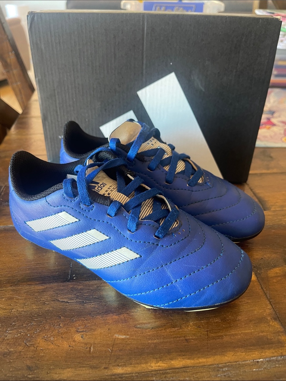 Adidas Kids Blue & White Soccer Cleats Sz 13